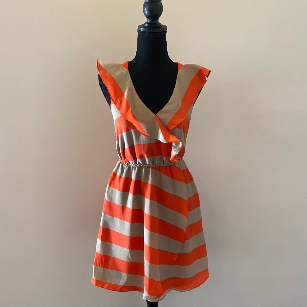 BCBGeneration Tan and Orange Dress XS